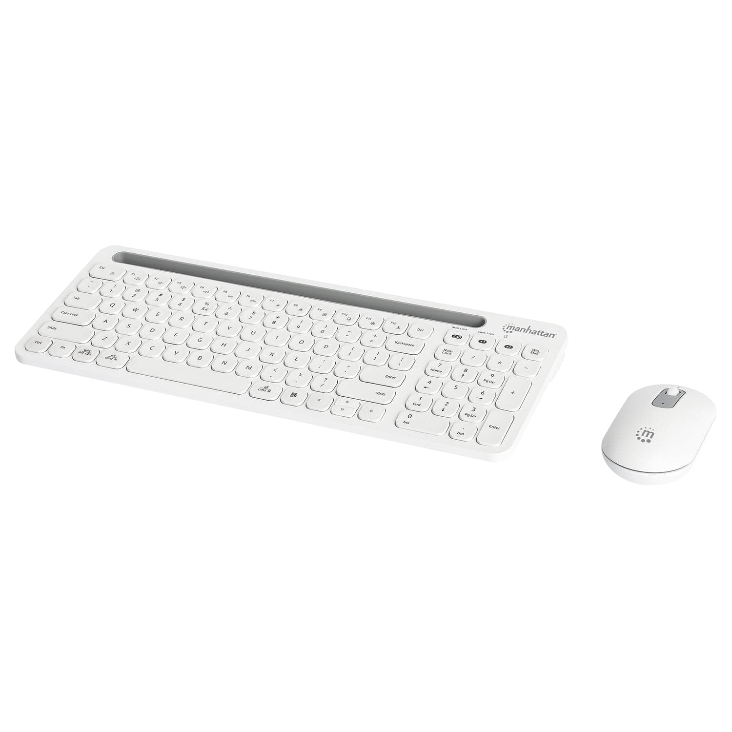 Manhattan Dual-Mode Multipoint Wireless USB Standard Keyboard and Mouse Combo Set, White