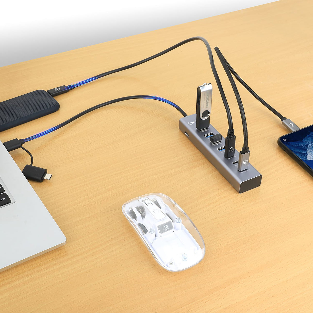 Manhattan 7-Port USB 3.0 Type-C / Type-A Combo Hub 3+4