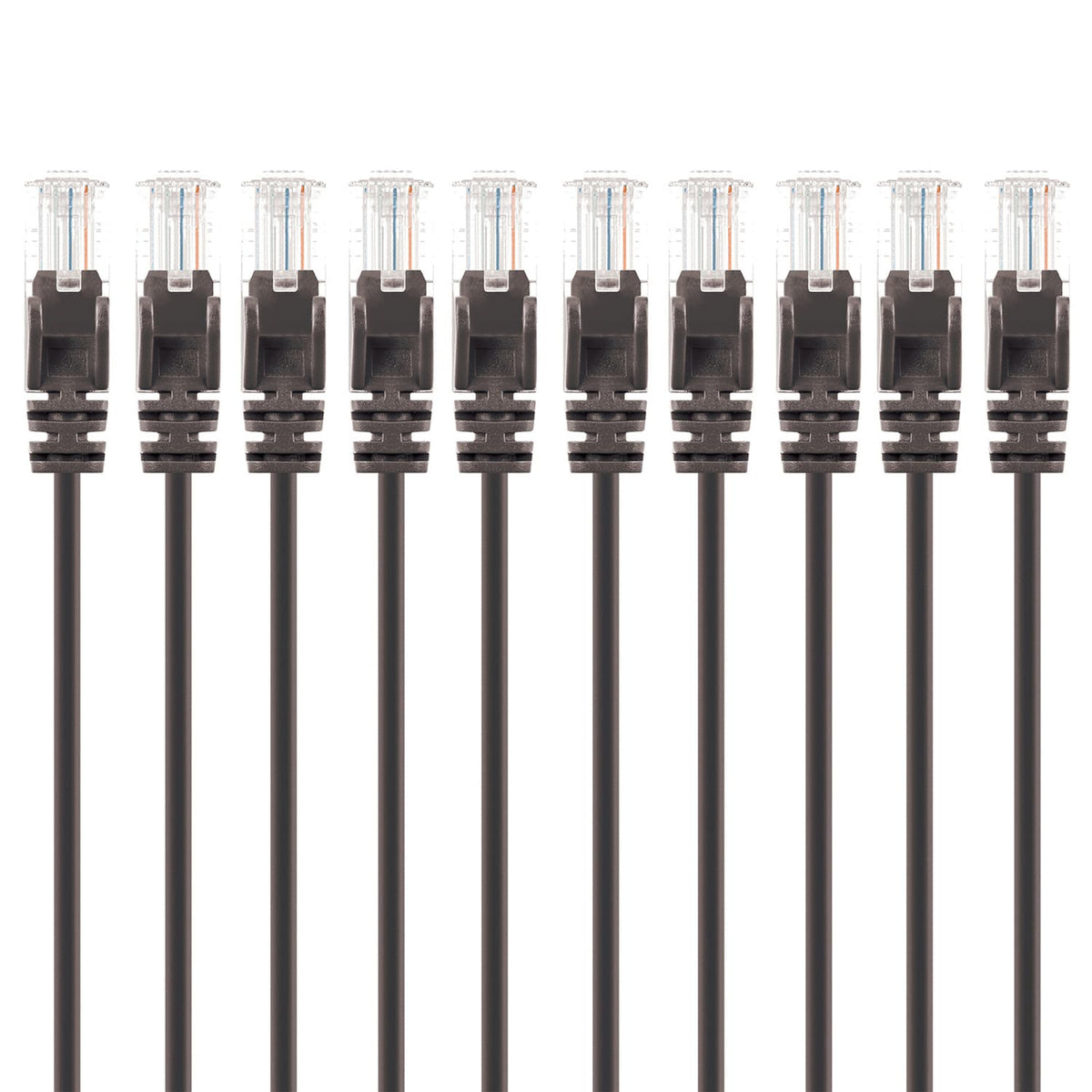 Intellinet Network Solutions CAT-6 U/UTP Slim Network Patch Cable, 20 Ft., Black, 10 Pack
