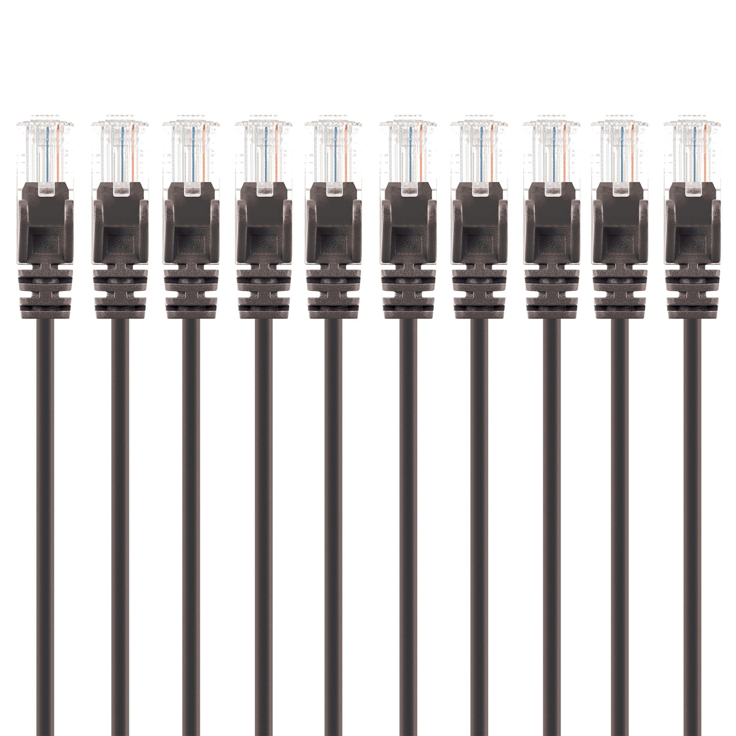 Intellinet Network Solutions CAT-6 U/UTP Slim Network Patch Cable, 20 Ft., Black, 10 Pack