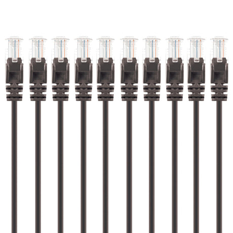 Intellinet Network Solutions CAT-6 U/UTP Slim Network Patch Cable, 20 Ft., Black, 10 Pack