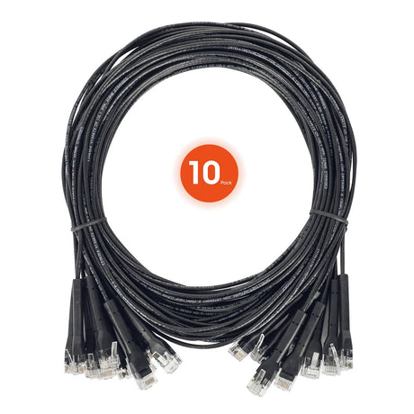 Intellinet Network Solutions CAT-6 U/UTP FlexiBoot Slim Network Patch Cable, 10 Pack, 3 Ft., Black