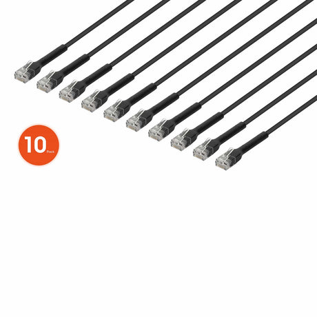 Intellinet Network Solutions CAT-6 U/UTP FlexiBoot Slim Network Patch Cable, 10 Pack, 5 Ft., Black