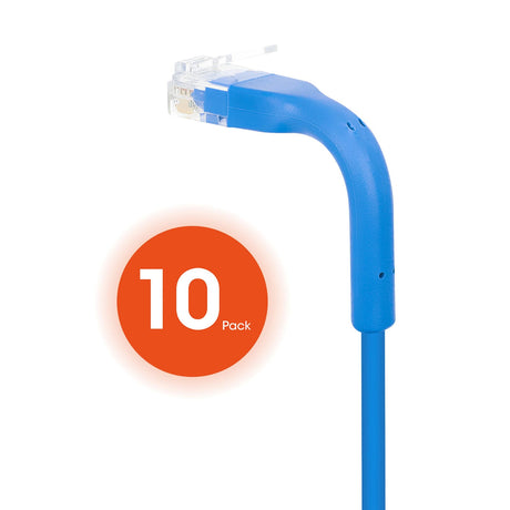 Intellinet Network Solutions CAT-6 U/UTP FlexiBoot Slim Network Patch Cable, 10 Pack, 5 Ft., Blue