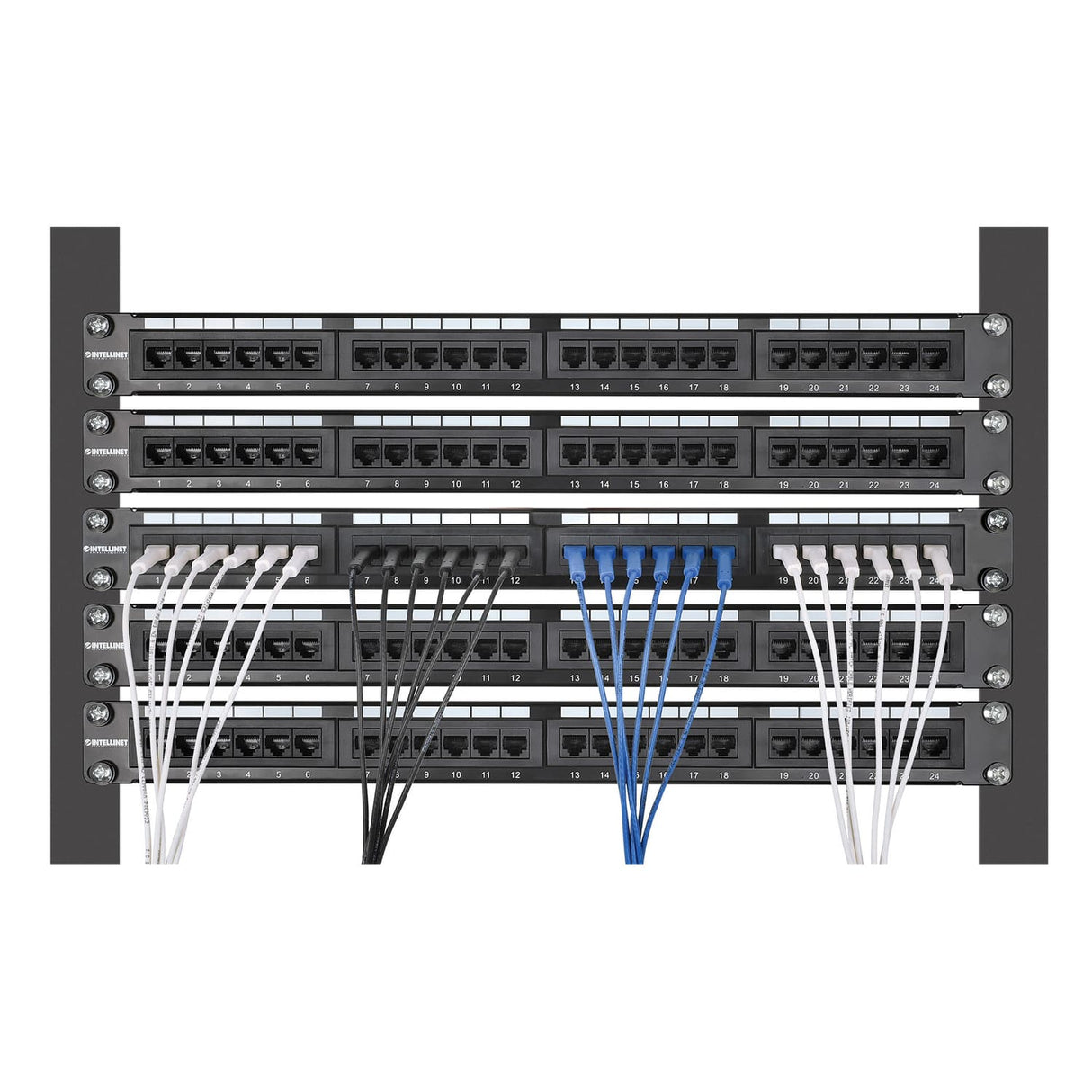 Intellinet Network Solutions CAT-6 U/UTP FlexiBoot Slim Network Patch Cable, 10 Pack, 7 Ft., Blue