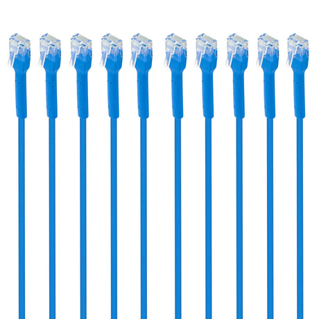 Intellinet Network Solutions CAT-6 U/UTP FlexiBoot Slim Network Patch Cable, 10 Pack, 7 Ft., Blue