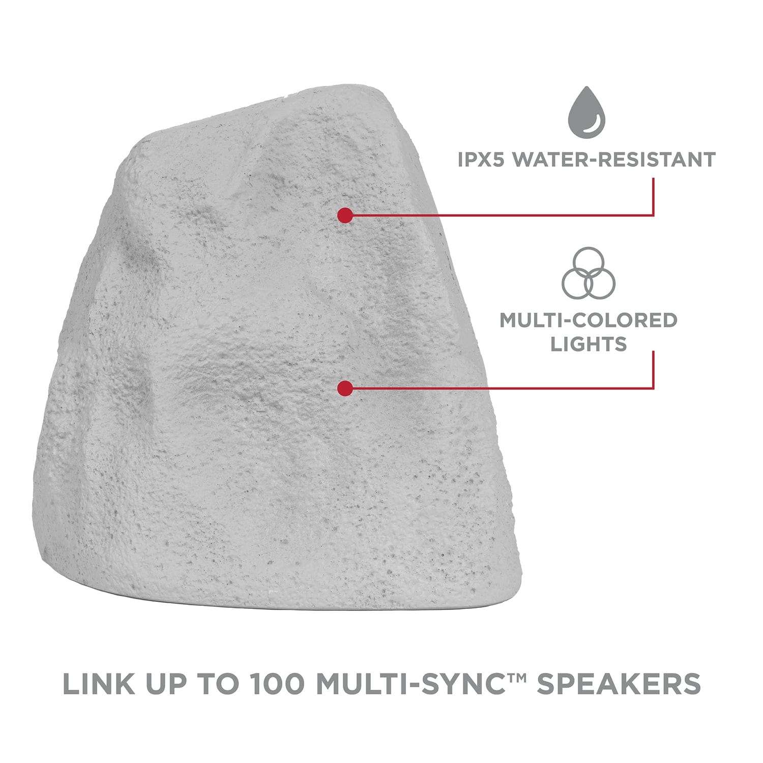 ION Glow Stone Link Solar Bluetooth Multi-Sync 10-Watt-Peak Outdoor Rock Speaker with LED Lights