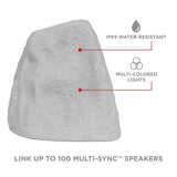 ION Glow Stone Link Solar Bluetooth Multi-Sync 10-Watt-Peak Outdoor Rock Speaker with LED Lights