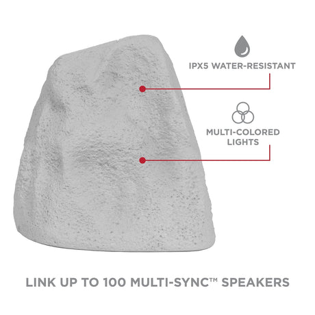 ION Glow Stone Link Solar Bluetooth Multi-Sync 10-Watt-Peak Outdoor Rock Speaker with LED Lights