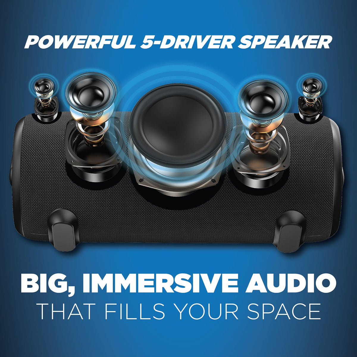 ION 110-Watt-RMS Hype XL Portable Bluetooth Rechargeable Speaker with Lights, Auracast, Mic, USB/Aux, Water-Resistant, up to 12 Hours of Play Time