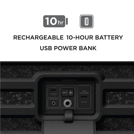 ION Tailgater Tough Portable Bluetooth All-Weather Speaker with Lights and Stereo-Link, Black