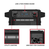 ION 22-Watt-RMS Tailgater Classic Portable Bluetooth Rechargeable Speaker with Link 2, FM, Light, IPX5, up to 15 Hours Play Time, Black