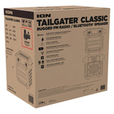 ION 22-Watt-RMS Tailgater Classic Portable Bluetooth Rechargeable Speaker with Link 2, FM, Light, IPX5, up to 15 Hours Play Time, Black