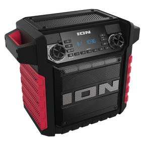 ION 22-Watt-RMS Tailgater Classic Portable Bluetooth Rechargeable Speaker with Link 2, FM, Light, IPX5, up to 15 Hours Play Time, Black/Red