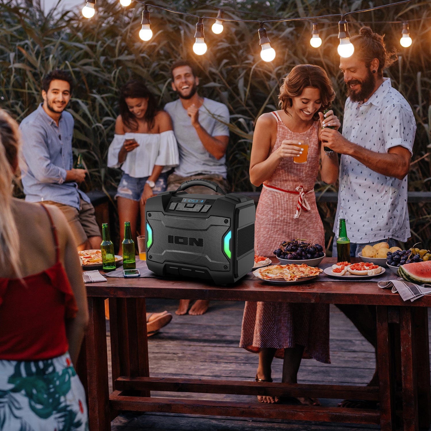 ION 22-Watt-RMS Tailgator TD Portable Bluetooth Rechargeable Speaker, TWS, Lights, FM/USB/Aux, Rugged Design, IPX5, up to 10 Hours Play Time