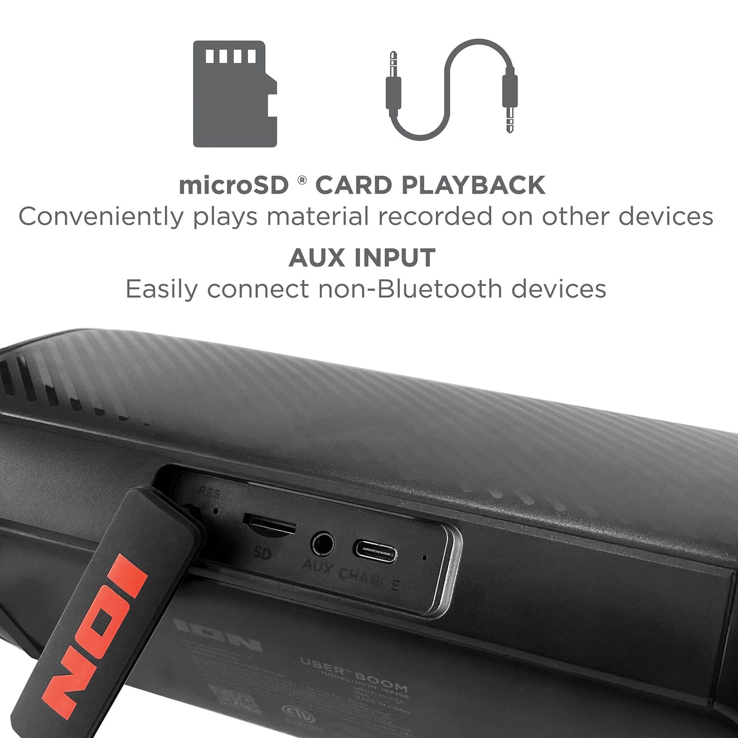 ION Uber Boom Portable Bluetooth Speaker with Speakerphone, Lights, and Stereo-Link