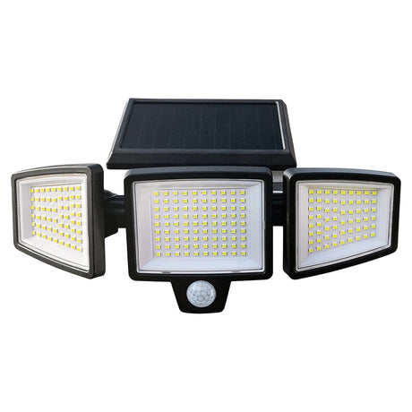 Insert Toolless Products Easy-Install 1000-Lumen Gutter-Mount Triple-Head Solar Security Light, Black