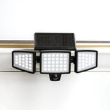 Insert Toolless Products Easy-Install 1000-Lumen Gutter-Mount Triple-Head Solar Security Light, Black