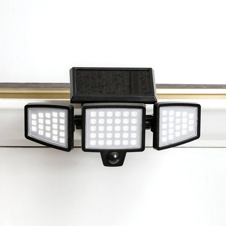 Insert Toolless Products Easy-Install 1000-Lumen Gutter-Mount Triple-Head Solar Security Light, Black