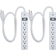 GE 6-AC Outlet 450-Joules Surge Protector Power Strip, 3-Ft. Cord with Straight Plug, 14709, 2 Pack