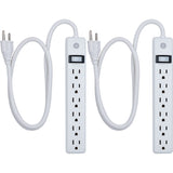 GE 6-AC Outlet 450-Joules Surge Protector Power Strip, 3-Ft. Cord with Straight Plug, 14709, 2 Pack