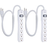 GE 6-AC Outlet 450-Joules Surge Protector Power Strip, 3-Ft. Cord with Straight Plug, 14709, 2 Pack