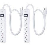 GE 6-AC Outlet 450-Joules Surge Protector Power Strip, 3-Ft. Cord with Straight Plug, 14709, 2 Pack