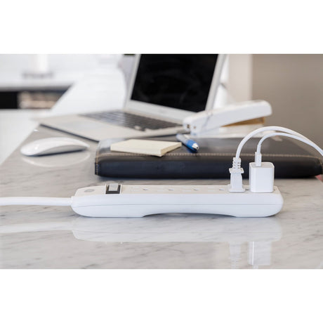 GE 6-AC Outlet 450-Joules Surge Protector Power Strip, 3-Ft. Cord with Straight Plug, 14709, 2 Pack