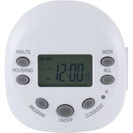 GE Indoor Plug-in 7-Day Digital Timer, White, 15150