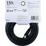 GE RG6 Coaxial Cable with F-Type Connectors, Black, 15 Ft.
