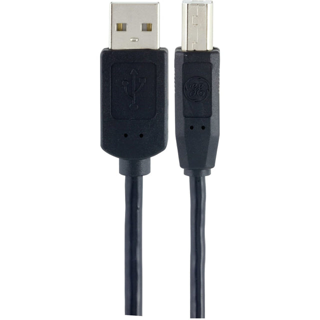 GE A-Male to B-Male USB 2.0 Cable, 6 Ft., Black, 33760