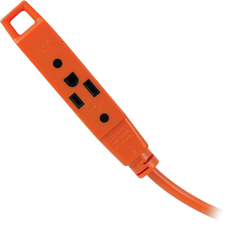 GE UltraPro Outdoor Extension Cord, 3 Outlets, 9-Ft. Cord, Orange, 51927