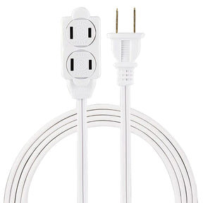 GE Polarized Indoor Extension Cord, 3 Outlets with Twist-to-Close Covers, 6 Ft. Cord, White, 51937