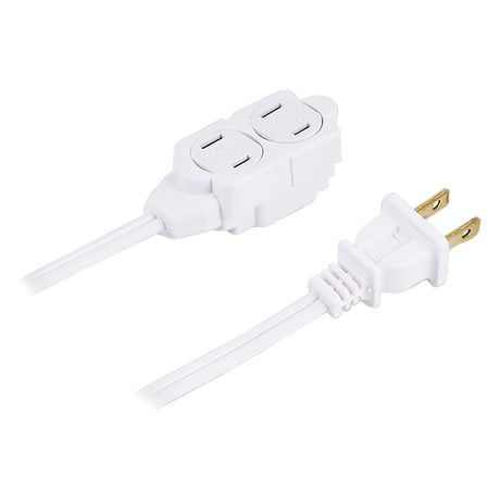 GE Polarized Indoor Extension Cord, 3 Outlets with Twist-to-Close Covers, 6 Ft. Cord, White, 51937