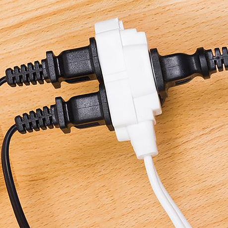 GE Polarized Indoor Extension Cord, 3 Outlets with Twist-to-Close Covers, 6 Ft. Cord, White, 51937