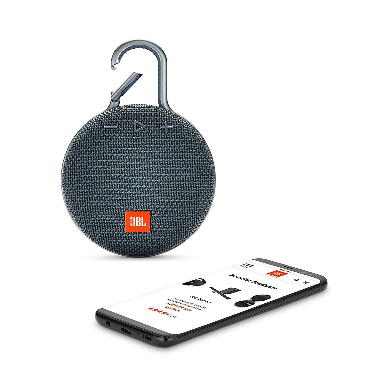 JBL Clip 3 Portable Waterproof Wireless Bluetooth Speaker, Blue - Certified Refurbished