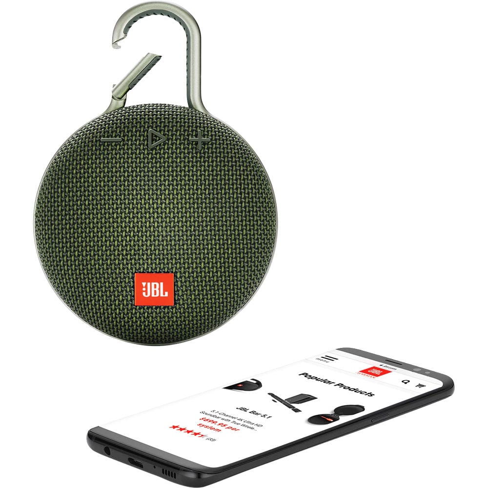 JBL Clip 3 Portable Bluetooth Speaker Green - Certified Refurbished