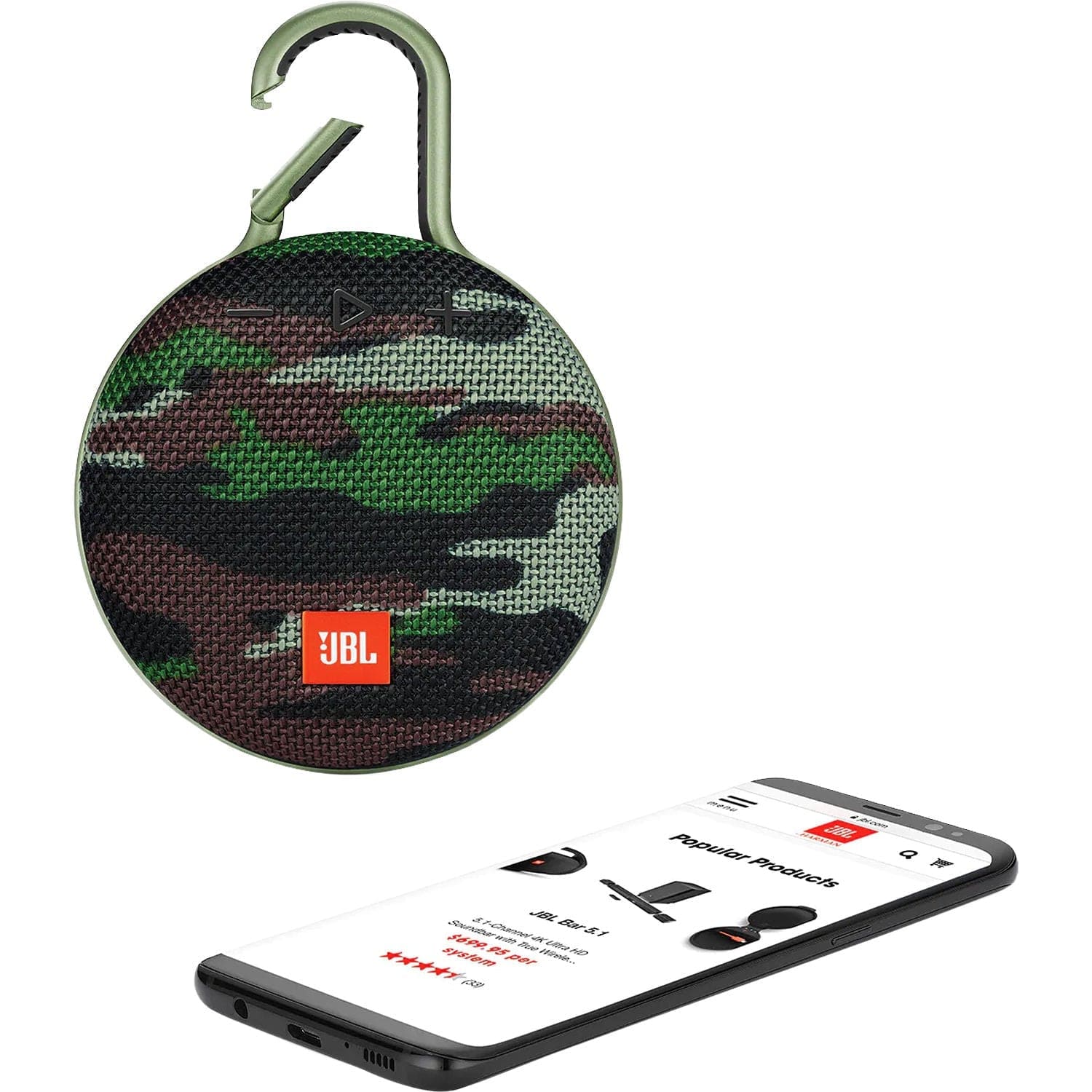 JBL Clip 3 Portable Bluetooth Speaker Squad - Certified Refurbished