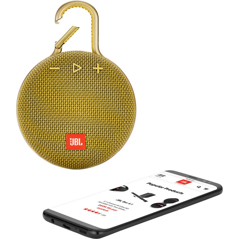 JBL Clip 3 Portable Bluetooth Speaker Yellow - Certified Refurbished