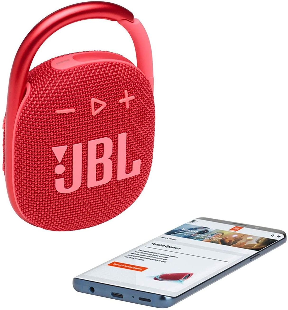 JBL Clip 4 Portable Wireless Bluetooth Speaker, Red - Certified Refurbished