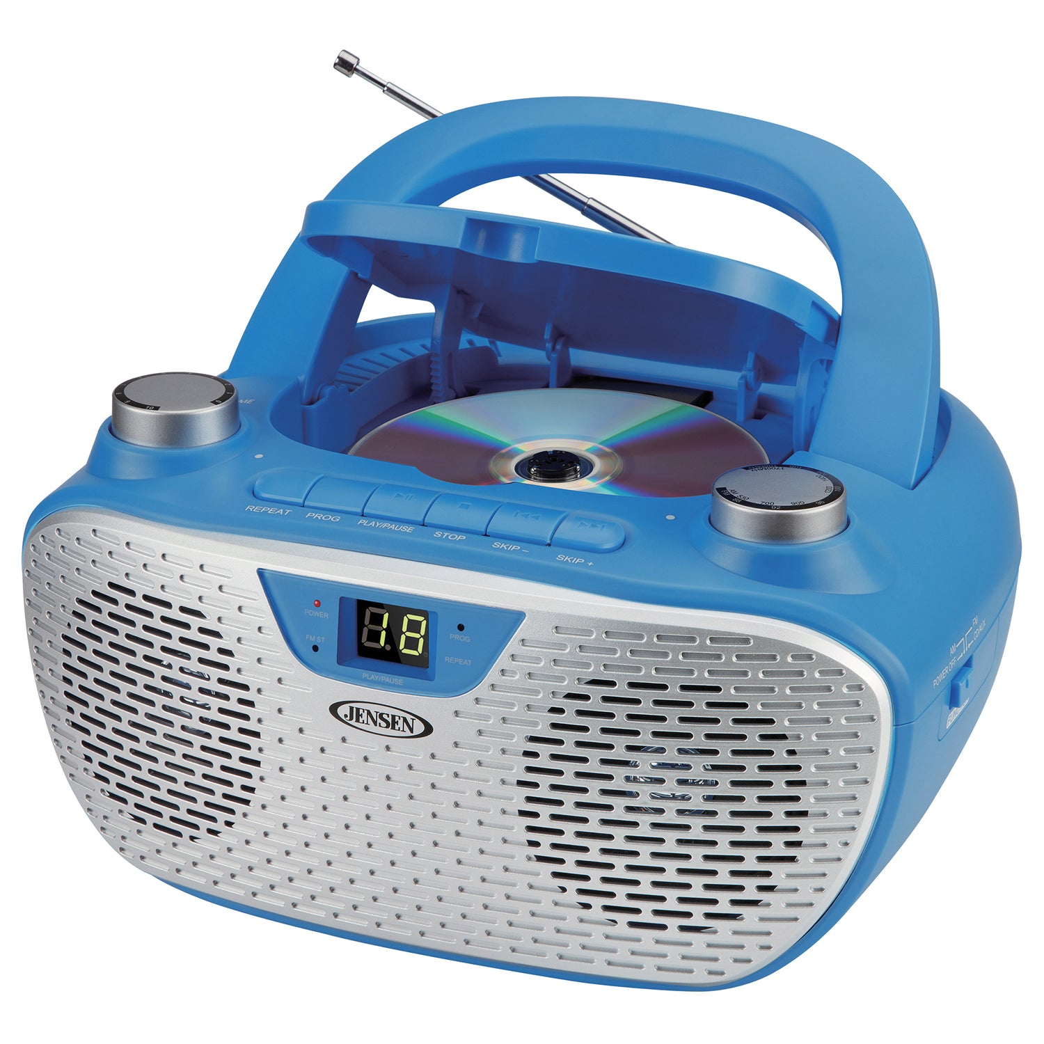 Jensen CD-485 1-Watt Portable Stereo CD Player with AM/FM Radio, Blue