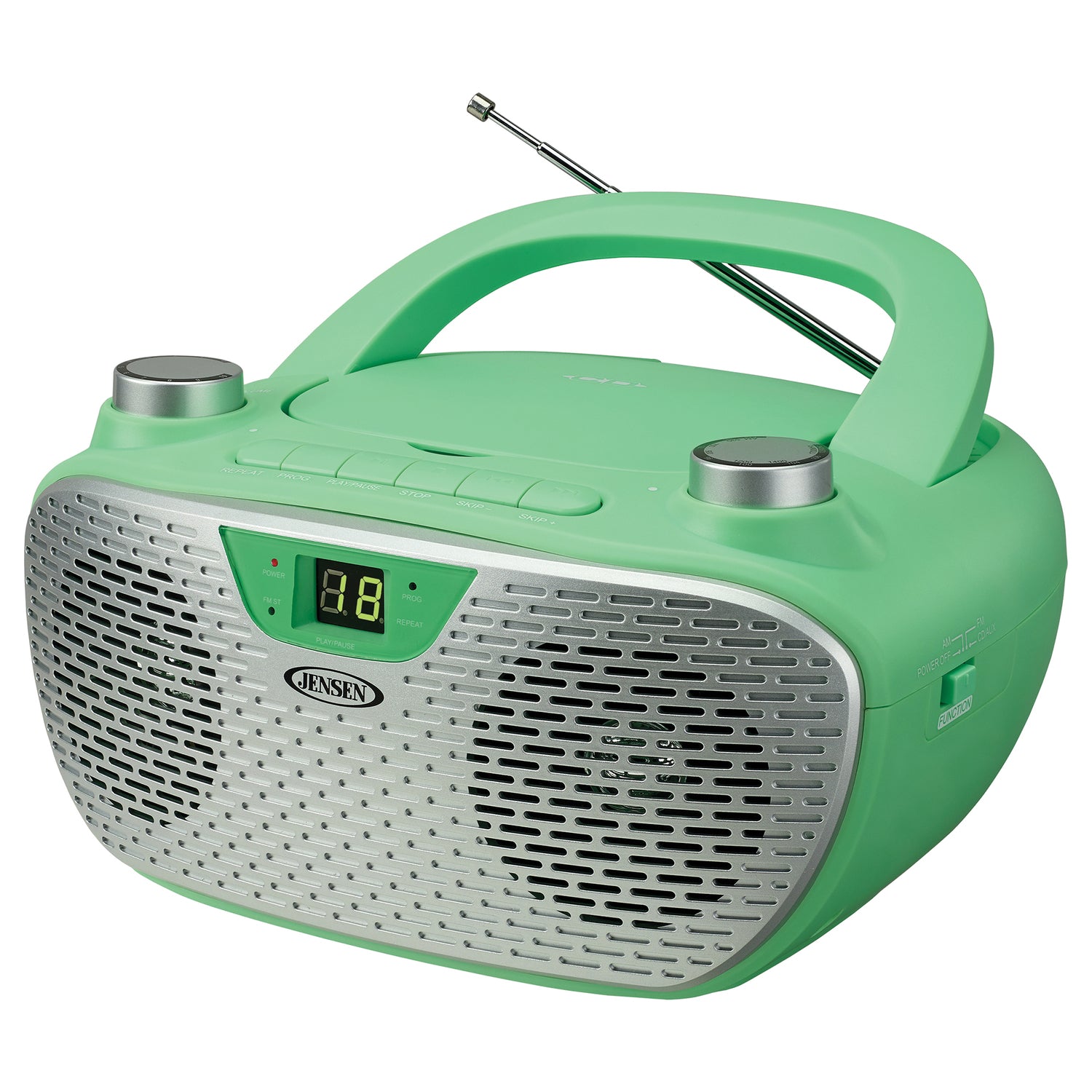 Jensen CD-485 1-Watt Portable Stereo CD Player with AM/FM Radio, Green