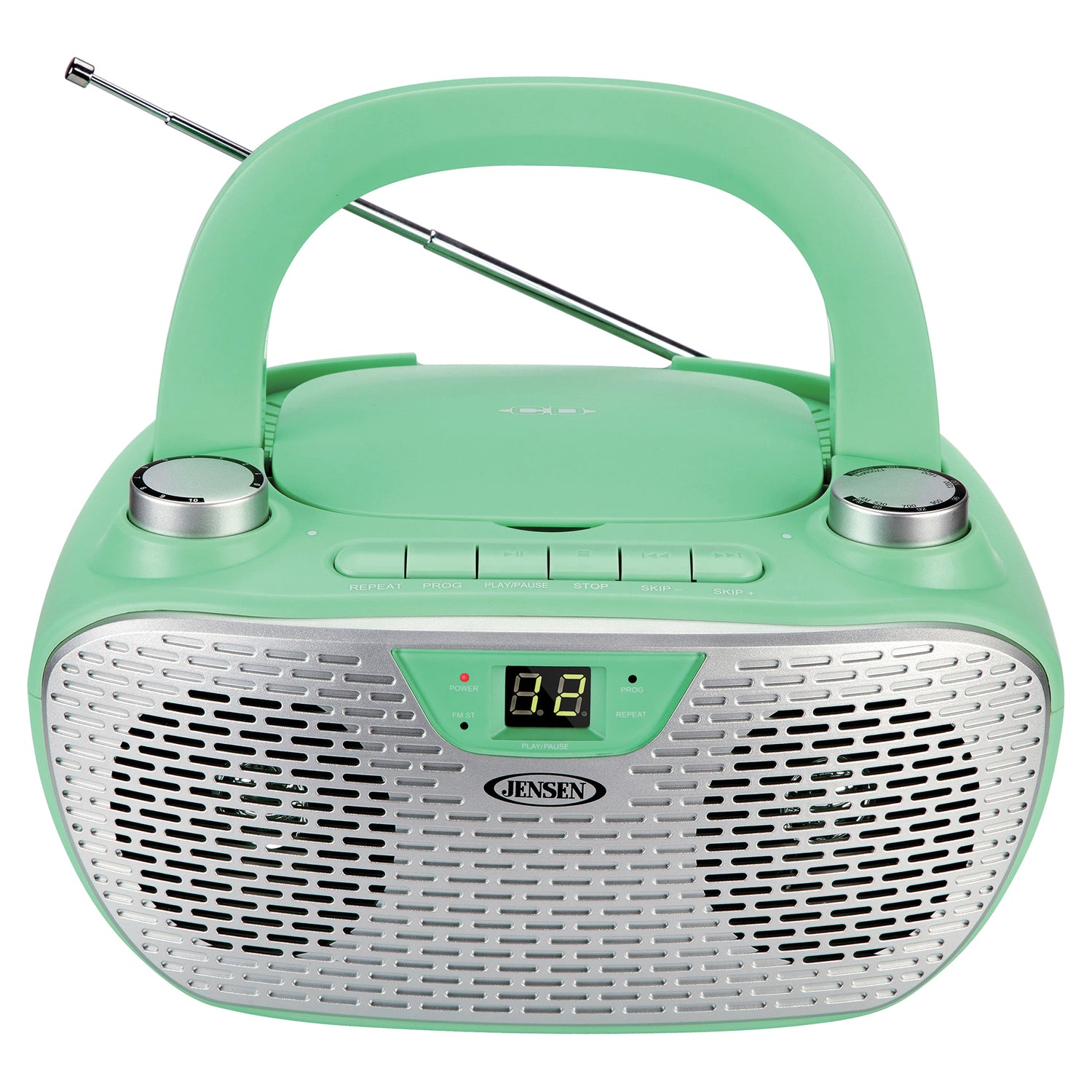 Jensen CD-485 1-Watt Portable Stereo CD Player with AM/FM Radio, Green