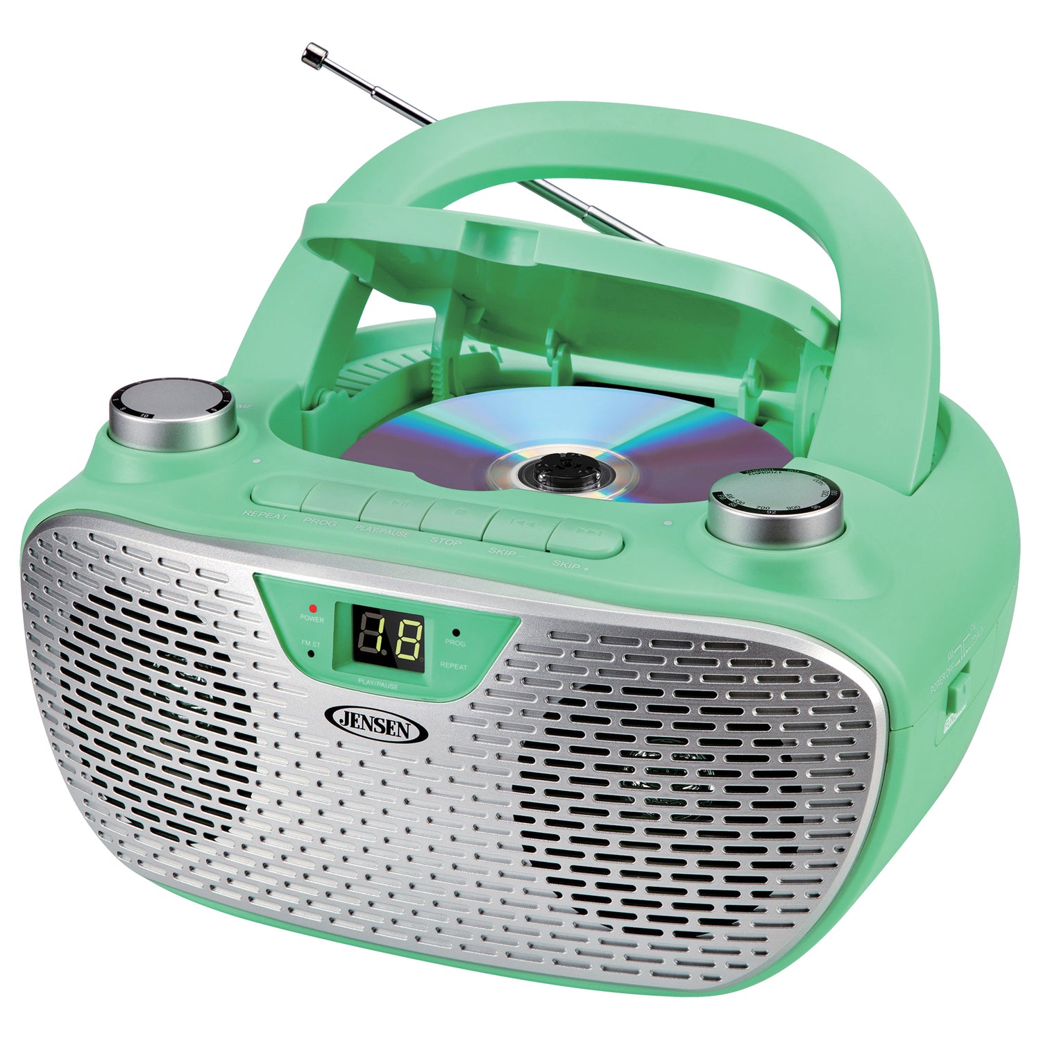 Jensen CD-485 1-Watt Portable Stereo CD Player with AM/FM Radio, Green