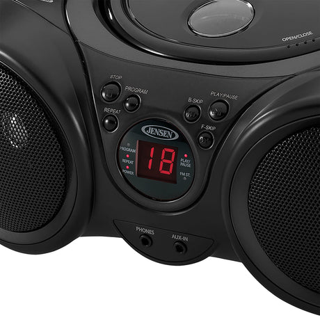 Jensen Portable CD Player with AM/FM Stereo Radio, CD-490, Black