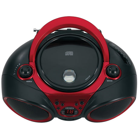 Jensen Portable CD Player with AM/FM Stereo Radio, CD-490, Black/Red