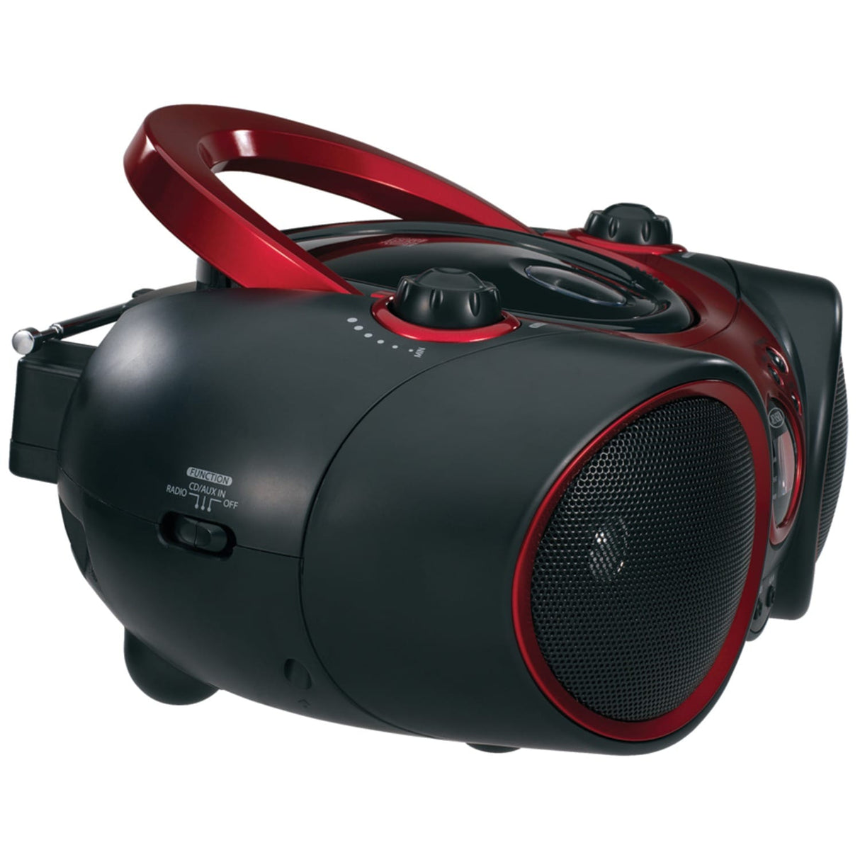 Jensen Portable CD Player with AM/FM Stereo Radio, CD-490, Black/Red