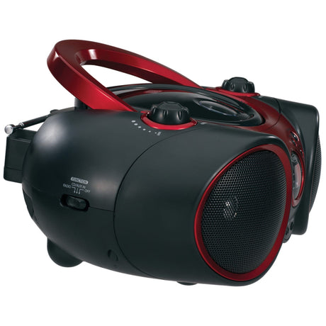 Jensen Portable CD Player with AM/FM Stereo Radio, CD-490, Black/Red