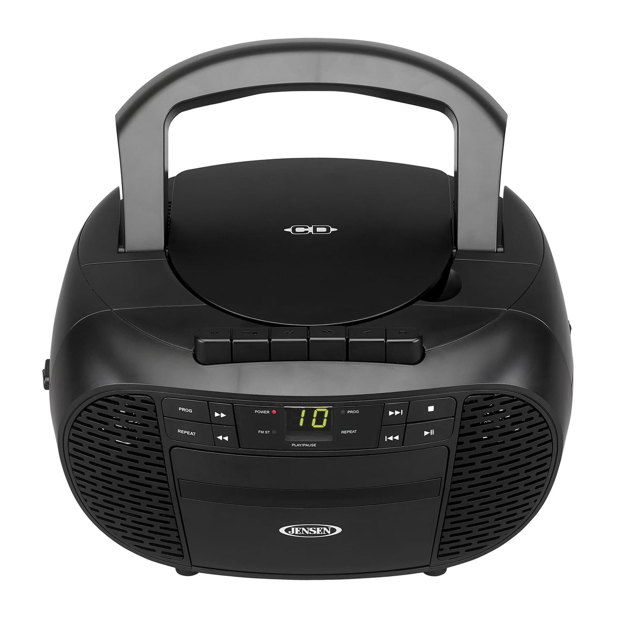 Jensen Portable Bluetooth CD Music System with Built-in Speakers, Cassette Player/Recorder, AM/FM Radio, and Aux, CD-550ABT, Black