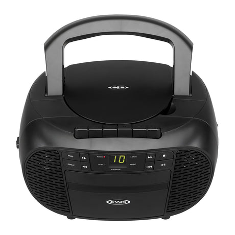 Jensen Portable Bluetooth CD Music System with Built-in Speakers, Cassette Player/Recorder, AM/FM Radio, and Aux, CD-550ABT, Black